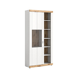 Bestmobilier Coventry - vitrine - blanc et effet bois - 100x204 cm
