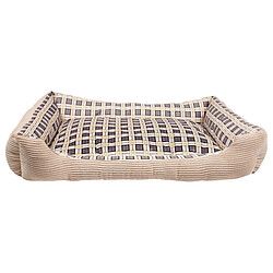Inny Canapé-lit pour Chien en Velours Côtelé Moelleux 90cm Taille XL Beige