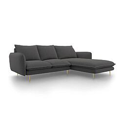 Cosmopolitan Design Canapé d'angle droit "Vienna" 5 places en tissu structurel gris foncé