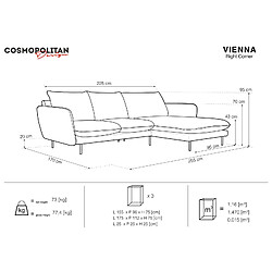 Acheter Cosmopolitan Design Canapé d'angle droit "Vienna" 5 places en bouclé noir