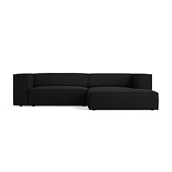 Cosmopolitan Design Canapé d'angle droit "Arendal" 3 places en chenille avec un effet côtelé noir