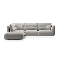 CXL by Christian Lacroix Canapé d'angle gauche modulable "Maurie" 7 places en tissu structurel gris clair