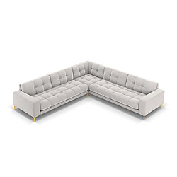 Cosmopolitan Design Canapé d'angle symétrique "Bali" 6 places en velours argent