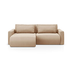 Cosmopolitan Design Canapé d'angle réversible convertible avec coffre de rangement "Belfast" 3 places en velours beige amande