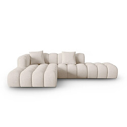 CXL by Christian Lacroix Canapé d'angle gauche modulable "Elise" 4 places en tissu structurel beige