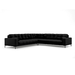 Cosmopolitan Design Canapé d'angle symétrique "Bali" 6 places en tissu structurel noir