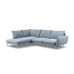 Cosmopolitan Design Canapé d'angle gauche "Vienna" 6 places en velours bleu clair