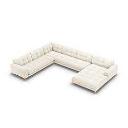 Cosmopolitan design canapé panoramique d'angle gauche - Beige Canapé panoramique - velours beige - angle gauche - confort équilibré - ignifuge