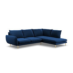 Cosmopolitan Design Canapé d'angle droit "Vienna" 6 places en velours bleu roi