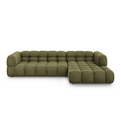 Cosmopolitan Design Canapé d'angle droit modulable "Sky" 4 places en velours vert clair