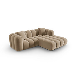 CXL by Christian Lacroix Canapé d'angle droit modulable "Clotilde" 3 places en velours le sable