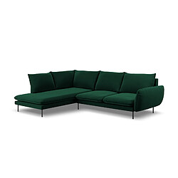 Cosmopolitan Design Canapé d'angle gauche "Vienna" 6 places en velours vert bouteille