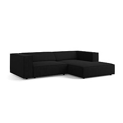 Cosmopolitan Design Canapé d'angle droit "Arendal" 3 places en chenille avec un effet côtelé noir