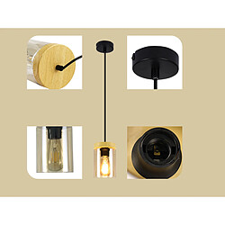 Zmh Suspension luminaire vintage - Bois pas cher