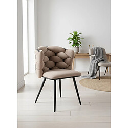 Homy France Lot 2 Chaises Salle à Manger Tissu Taupe Dossier Tressé 60x60x77cm LOLIPOP