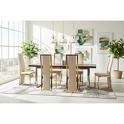 Homy France Lot de 6 chaises velours beige structure Gold – DANA