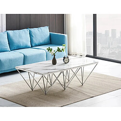 Homy France Table Basse GIZE rectangle Chrome et plateau en verre 130X70X42 cm