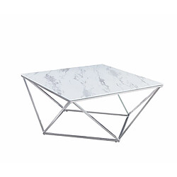 Homy France Table Basse ALINA Chrome plateau en verre trempé 80x80x45 cm