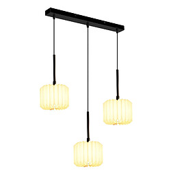 ZMH Suspension Vintage Longue Réglable – Abat-jour Papier 3 Lumières (sans Ampoule)