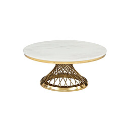Homy France Table basse Deluxe Gold plateau en verre marbré d100 cm