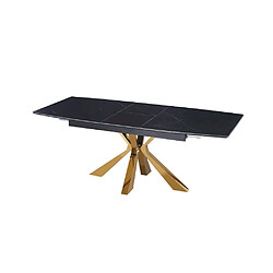 Homy France Table extensible BIANCA Gold plateau Céramique