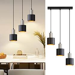 ZMH Suspension Vintage Industrielle 3 Lumières Noir Métal E27