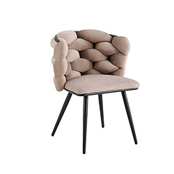 Homy France Lot 2 Chaises Salle à Manger Tissu Taupe Dossier Tressé 60x60x77cm LOLIPOP