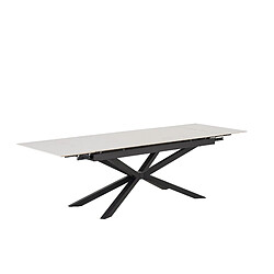 Homy France Table à Manger Extensible NANA – Céramique Travertin & Pied Métal Noir – 180 à 260 cm