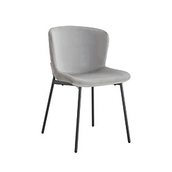 Homy France Lot de 4 chaises ELEN métal noir velours