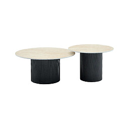 Homy France Duo de Tables Basses Gigognes MINA Pieds Noirs 60x45 / 80x38 cm