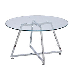 Homy france table basse ronde métal verre - Transparent