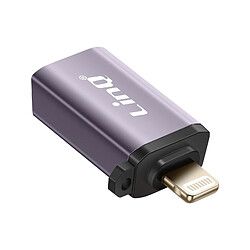 LinQ Adaptateur OTG USB Femelle vers Lightning Mâle avec Dragonne à Mousqueton Gris