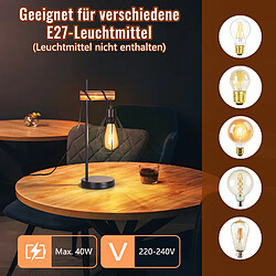 Acheter Zmh Lampe de table bois métal - Noir