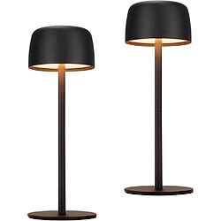 ZMH Lot De 2 Lampes De Table LED Sans Fil Lampe Intensité Variable Avec 3 Températures Noire