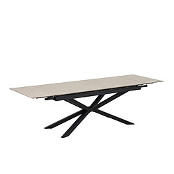 Homy France Table à Manger Extensible NANA – Céramique Travertin & Pied Métal Noir – 180 à 260 cm