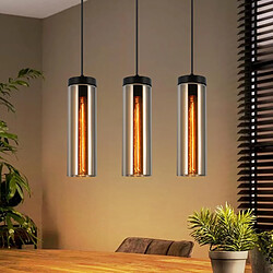 ZMH Suspension Salle à Manger Noir - 3 Flammes E27 Verre Suspension Pour Salon