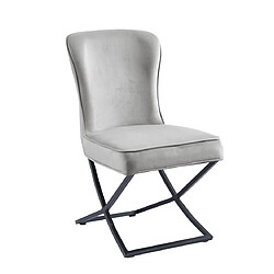 Homy France Lot de 4 chaises GABRIELLE Métal noir Velours Capitonné