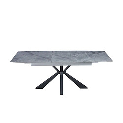 Homy France Table extensible BIANCA métal noir plateau Céramique GRIS
