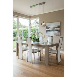 Homy France Lot de 6 chaises Dana simili cuir croco blanc contour chromé