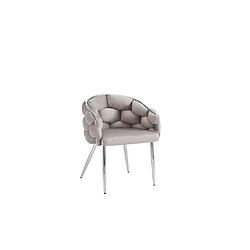 Homy France Lot de 2 chaises BALLON pieds chrome assise en Velours Taupe