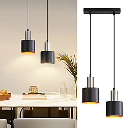 ZMH Suspension 2 Lumières E27 Noir Doré L. 173,5 Cm Îlot De Cuisine Lampe à Suspendre Salon