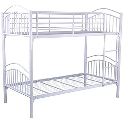 Homy France Lit superposé séparable métal blanc 2x90x190 cm ALICE