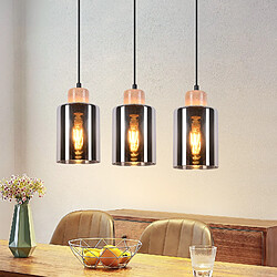 ZMH Suspension En Bois Pour Table à Manger Vintage 3 Flammes E27 Lampe De Salle à Manger Industrielle