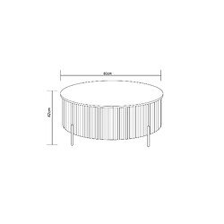 Homy France Table Basse RUBY – Céramique Effet Travertin – Pied Métal – Ø80 cm