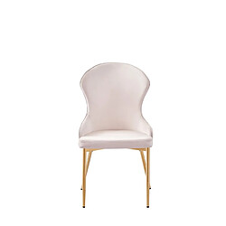 Homy France Lot de 2 Chaises HILTON en Velours Beige & Pieds Gold – Style Chic et Confort Moderne