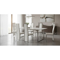 Homy France Lot de 6 chaises Dana simili cuir blanc contour chromé