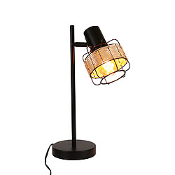 ZMH Lampe à Poser De Table Rattan Boho Rustique E27 - Bambou Pivotant Avec Interrupteur Rétro