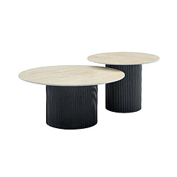 Homy France Duo de Tables Basses Gigognes MINA Pieds Noirs 60x45 / 80x38 cm