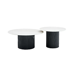 Homy France Duo de Tables Basses Gigognes MINA Pieds Noirs 60x45 / 80x38 cm