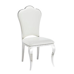 Homy France Lot de 4 Chaises Prestige Chrome simili cuir Blanc- SAKURA